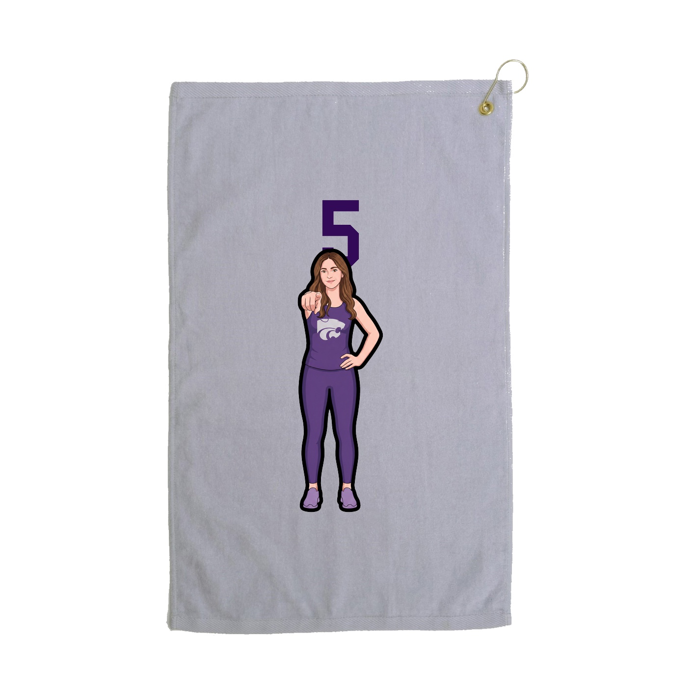 Golf Towel — Number Top in Grey