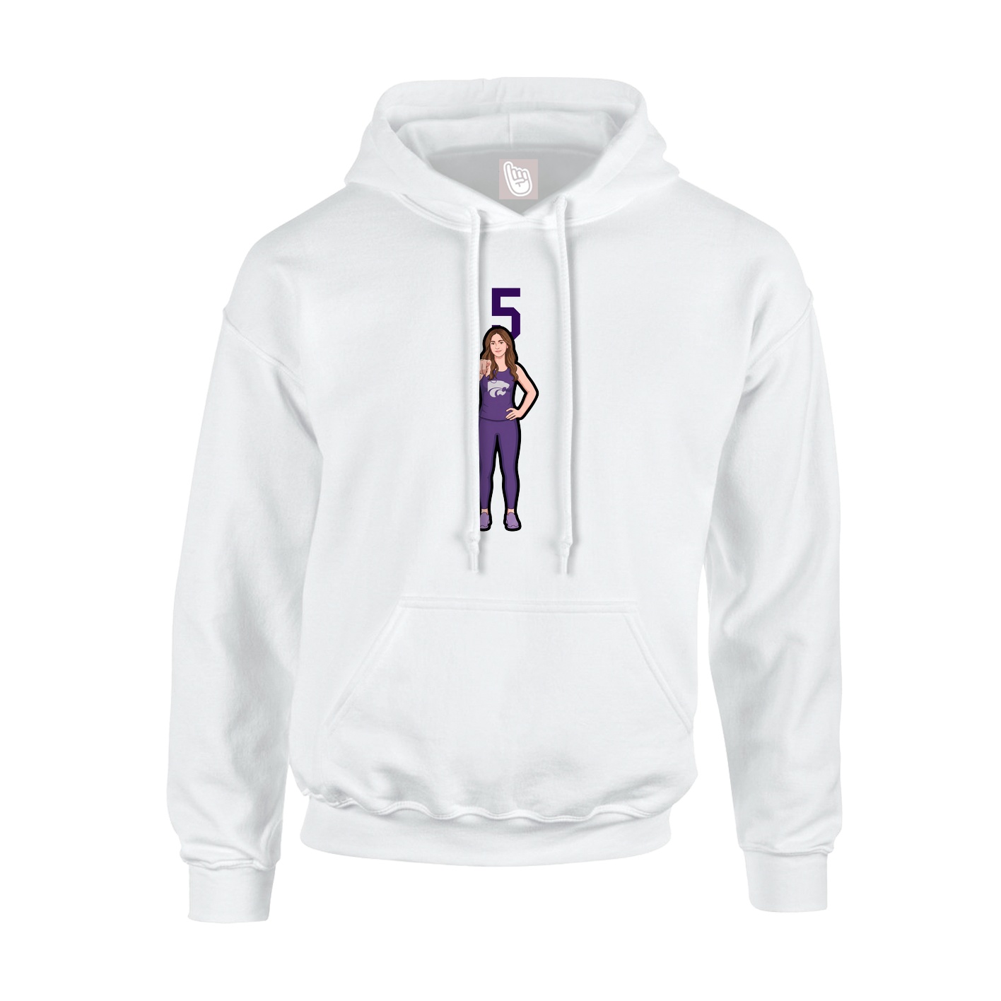 Youth Hoodie — Number Top in White