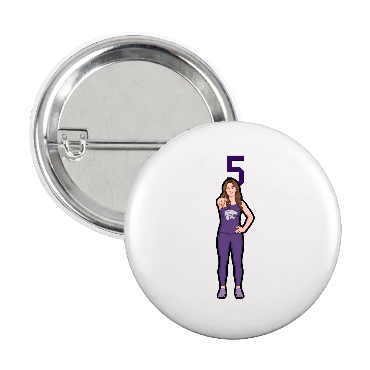 Game Day Button — Number Top in White