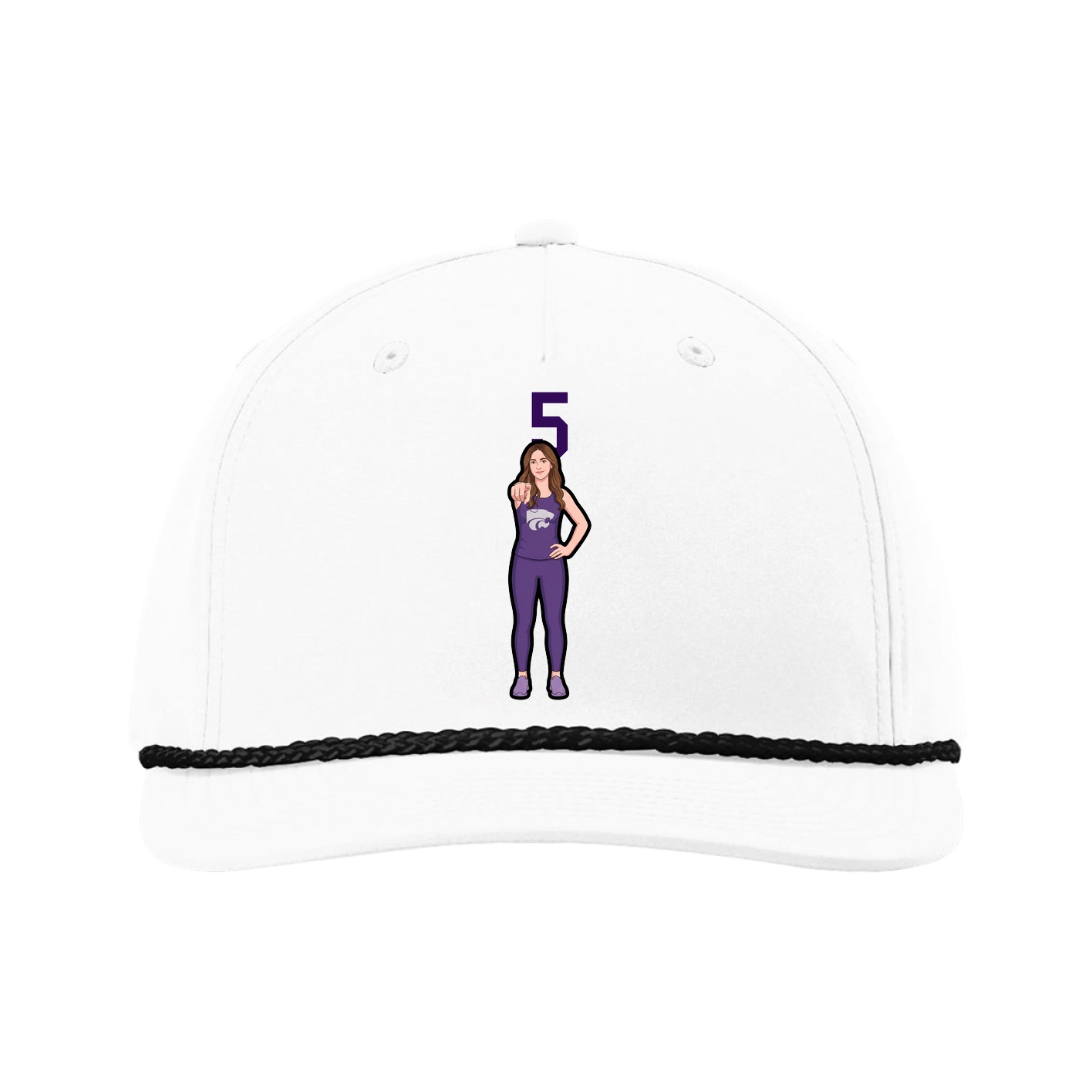 Five-Panel Classic Rope Cap — Number Top in White