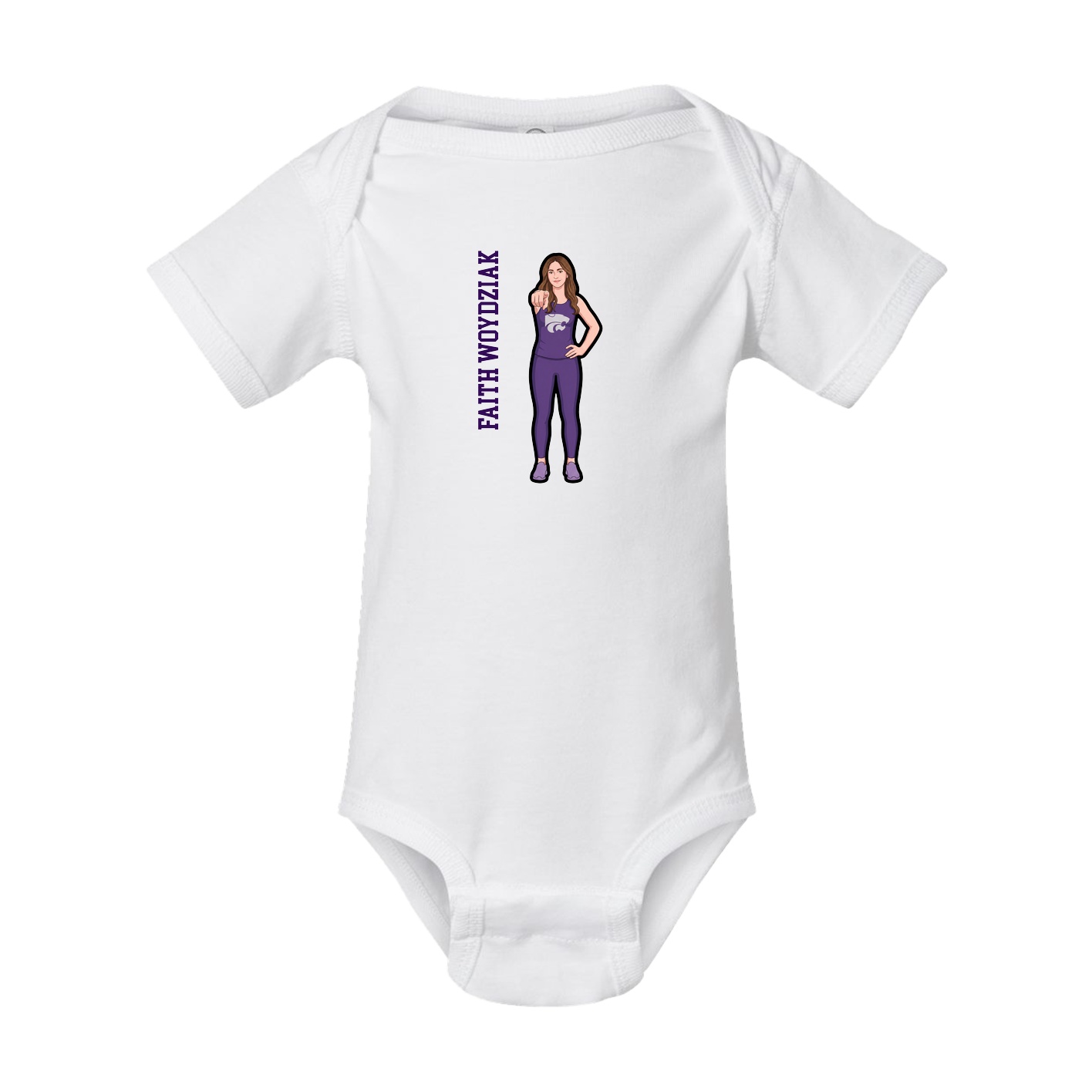 Baby Onesie — Name Vertical in White