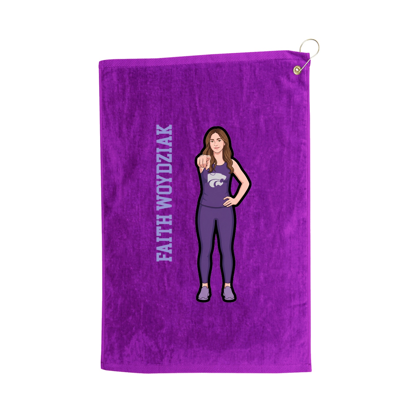 Golf Towel — Name Vertical in Purple