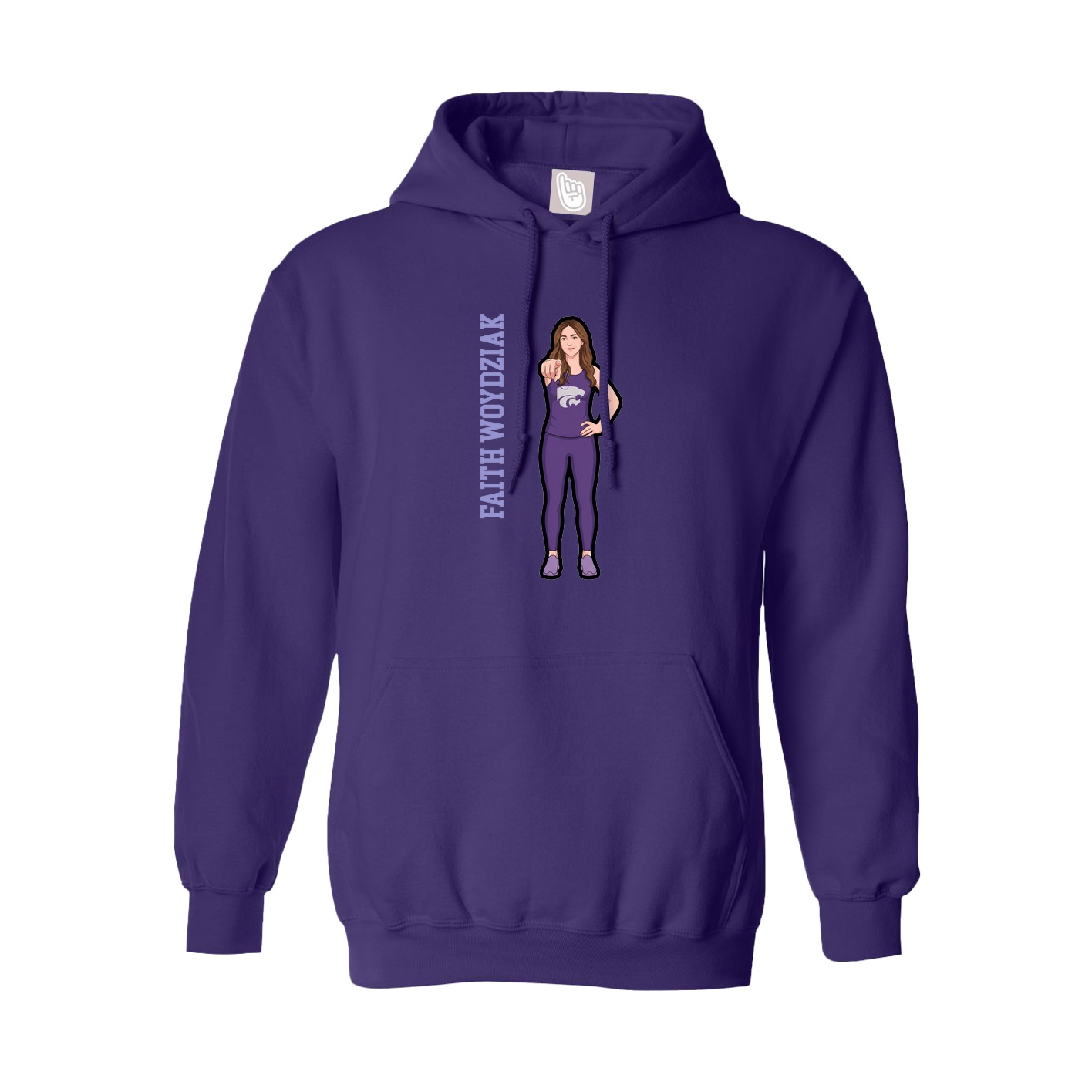 Youth Hoodie — Name Vertical in Purple