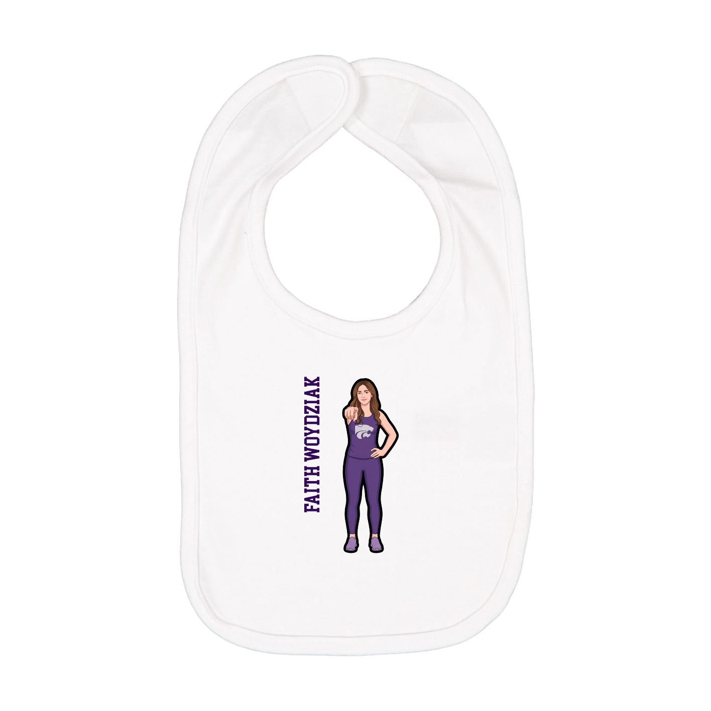 Infant Bib — Name Vertical in White