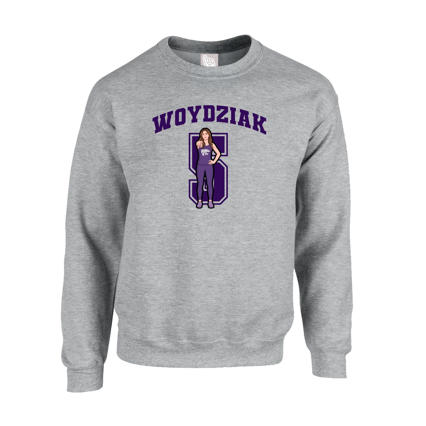 Fleece Crew — Number in Grey