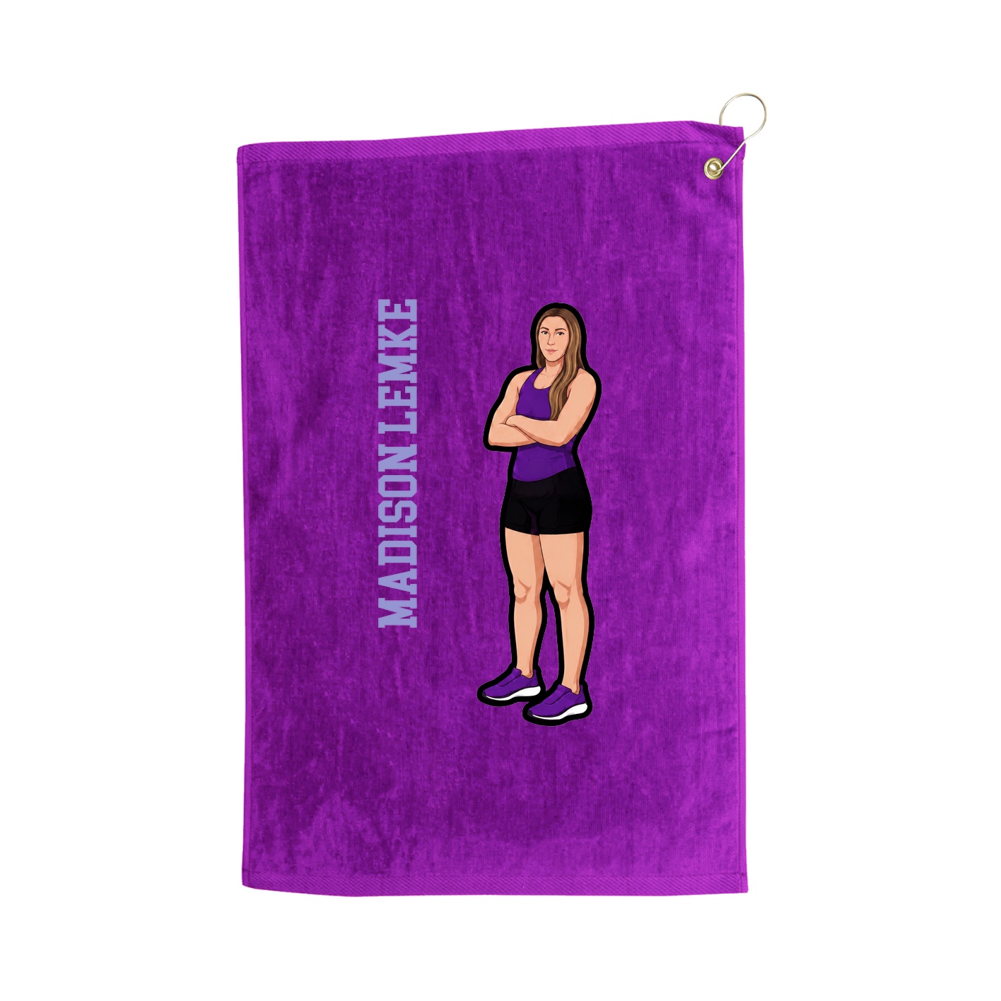 Golf Towel — Name Vertical in Purple
