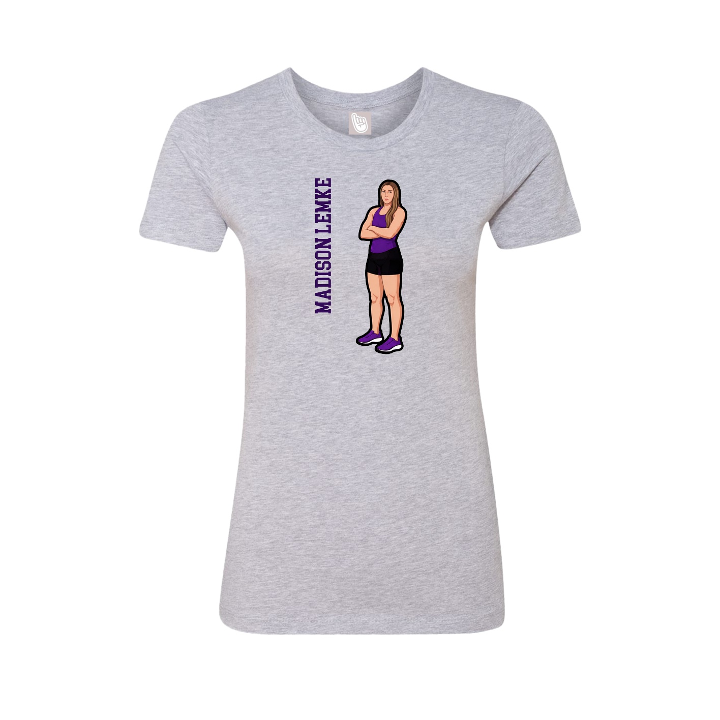 Fitted Women's Tee — Name Vertical in Grey