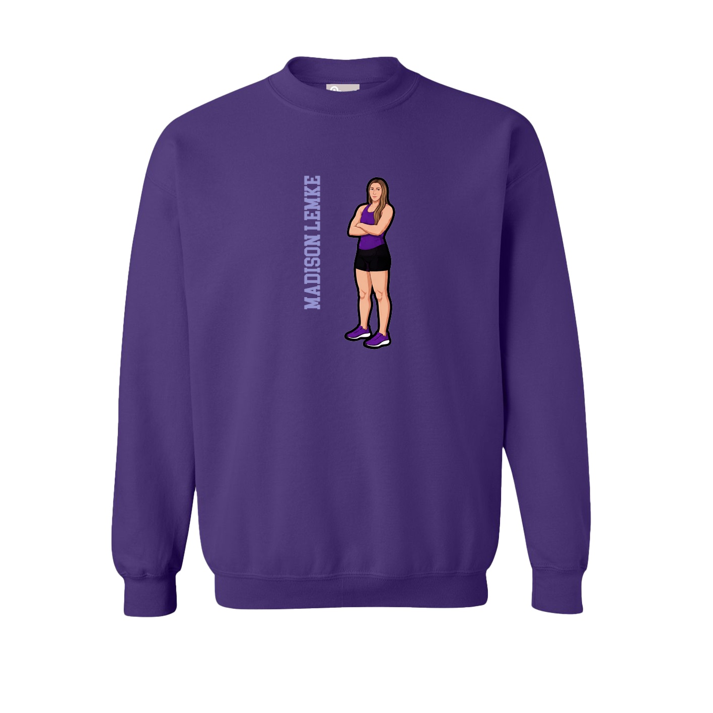 Fleece Crew — Name Vertical in Purple