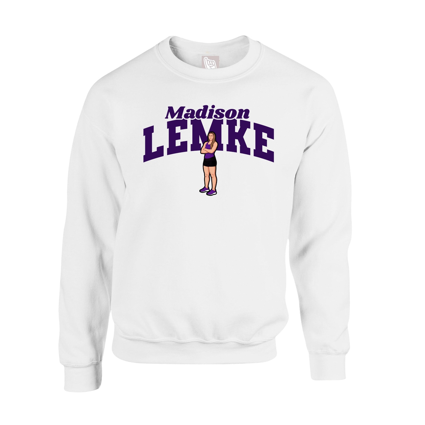 Fleece Crew — Signature Arch in White