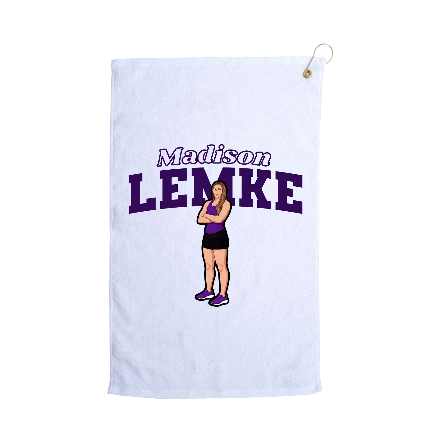 Golf Towel — Name Arch in White