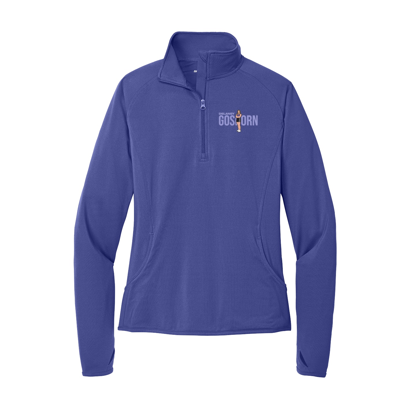 Women's Q-Zip Pullover — Player Name in Purple