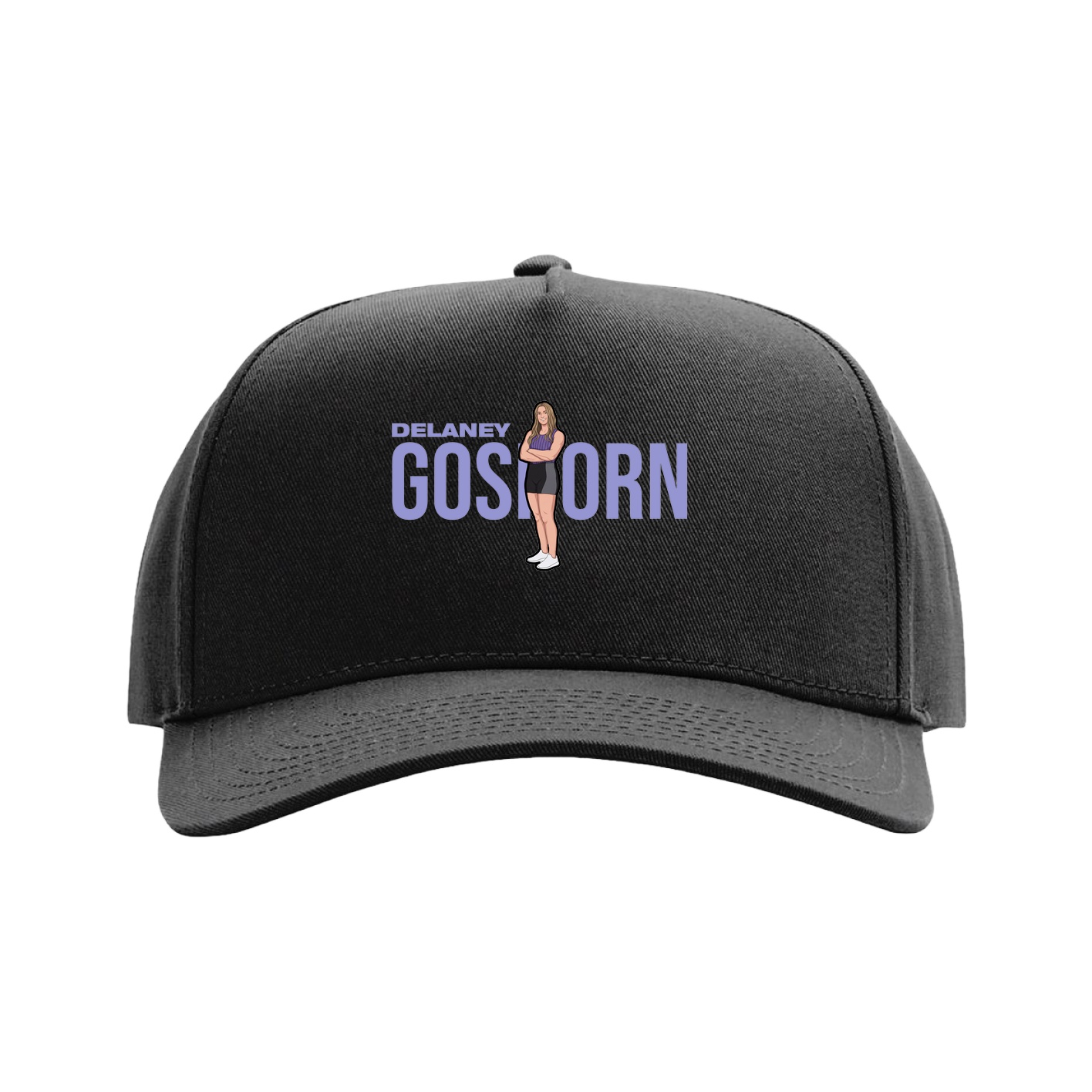 Full Fabric Five-Panel Champ Cap — Player Name in Black