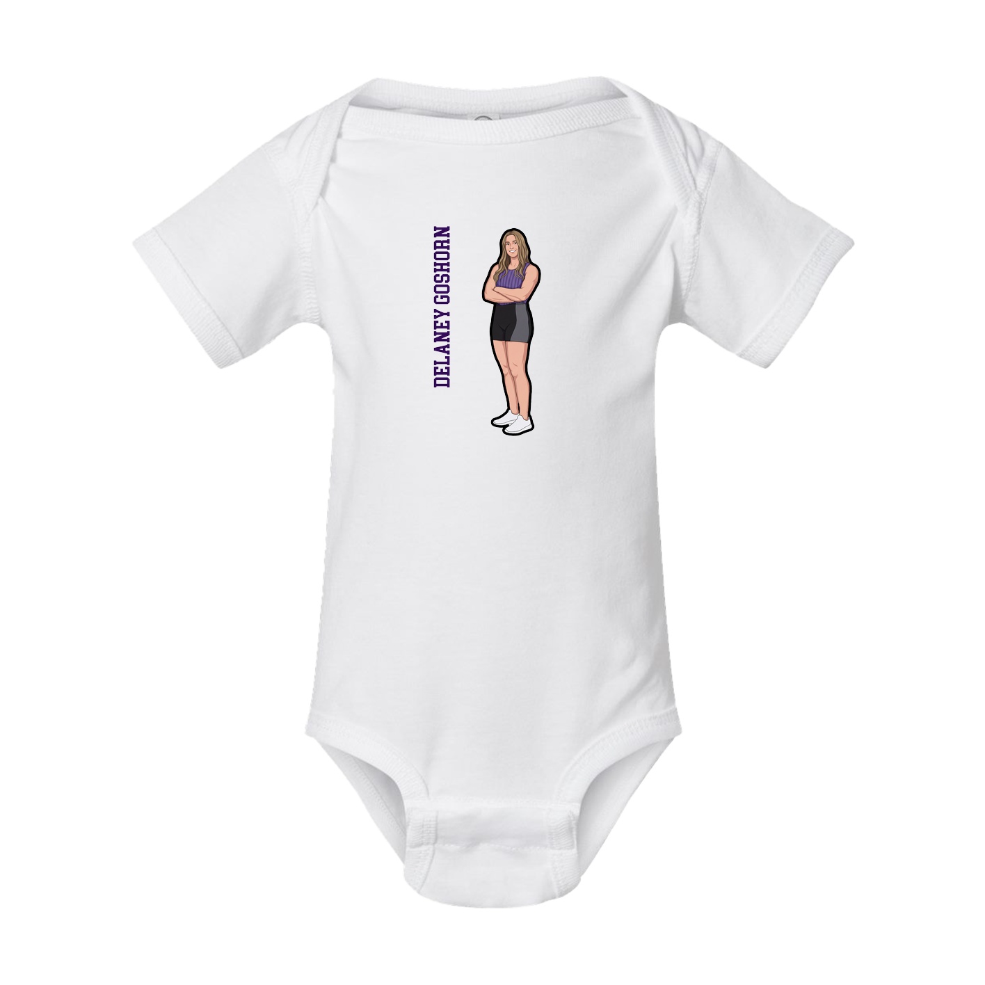 Baby Onesie — Name Vertical in White