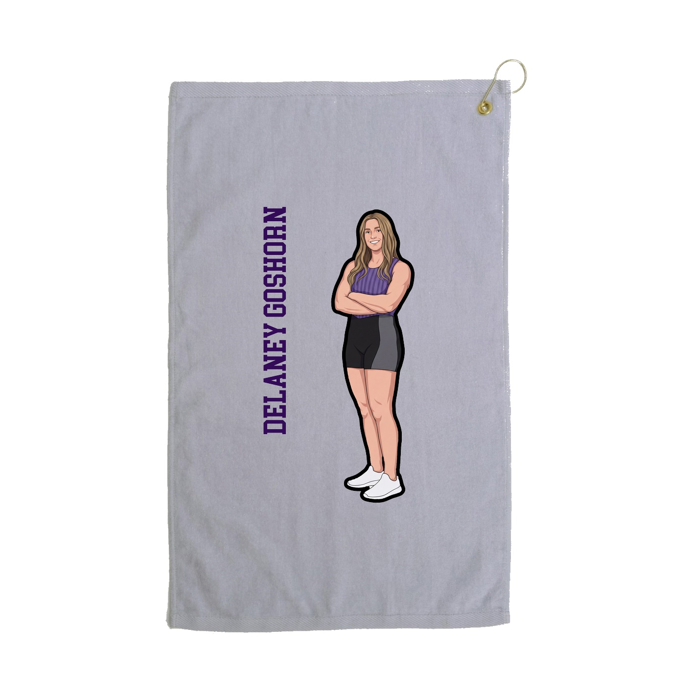 Golf Towel — Name Vertical in Grey