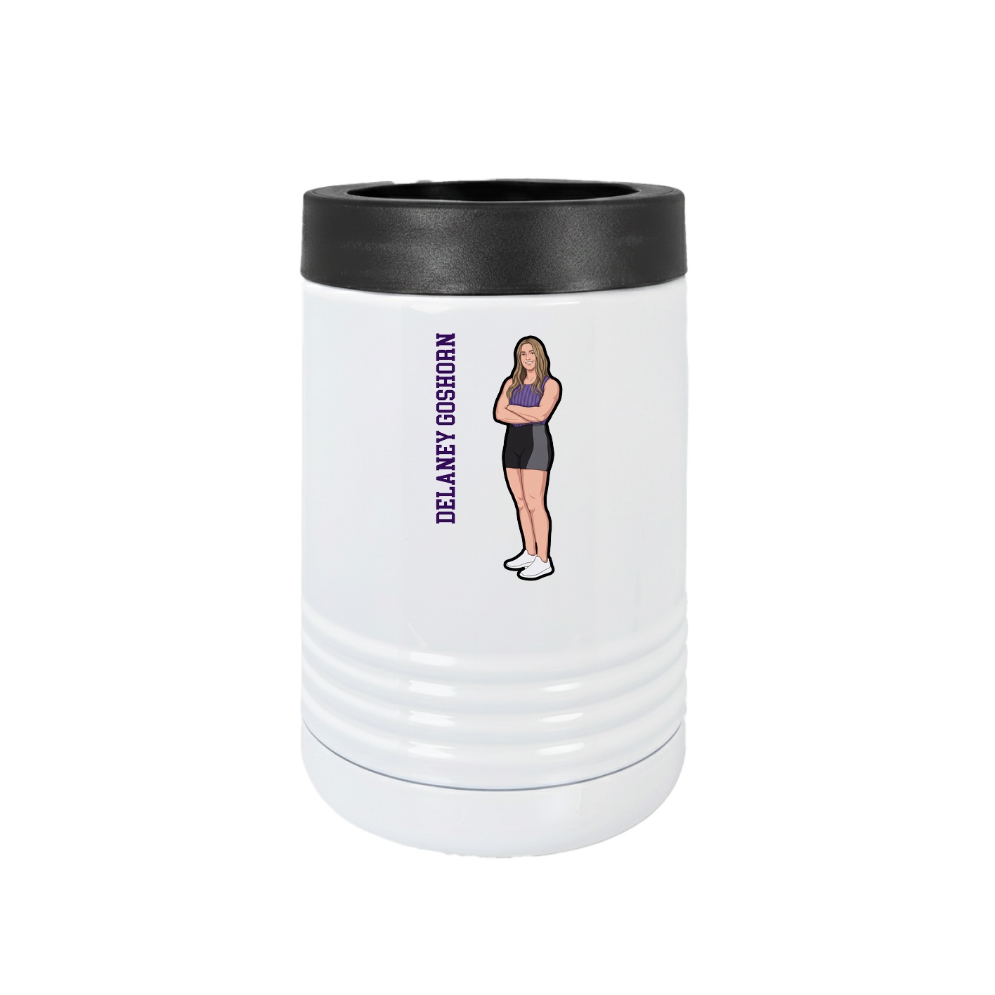 Beverage Holder — Name Vertical in White