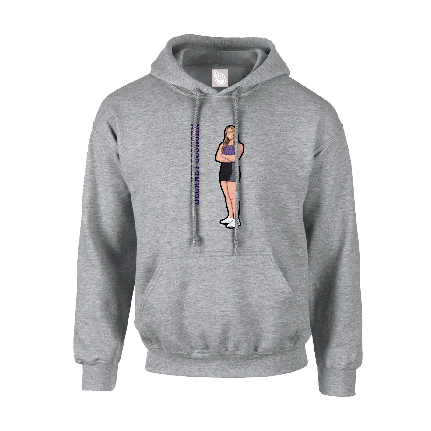 Hoodie — Name Vertical in Grey