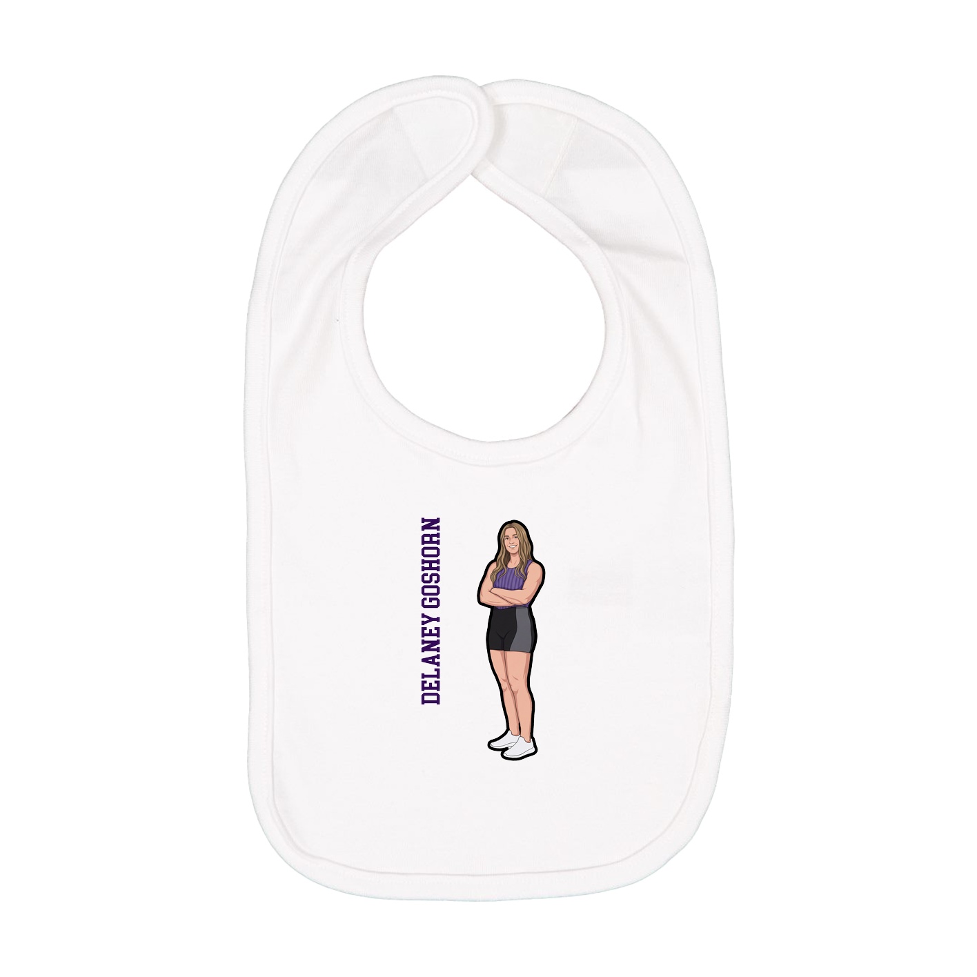 Infant Bib — Name Vertical in White