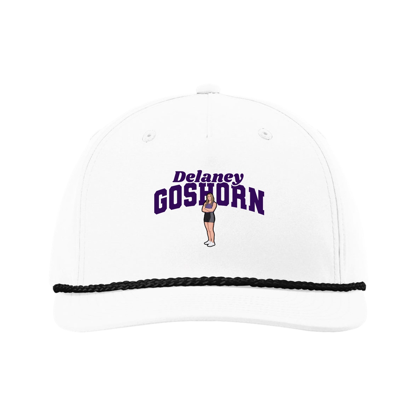 Five-Panel Classic Rope Cap — Signature Arch in White