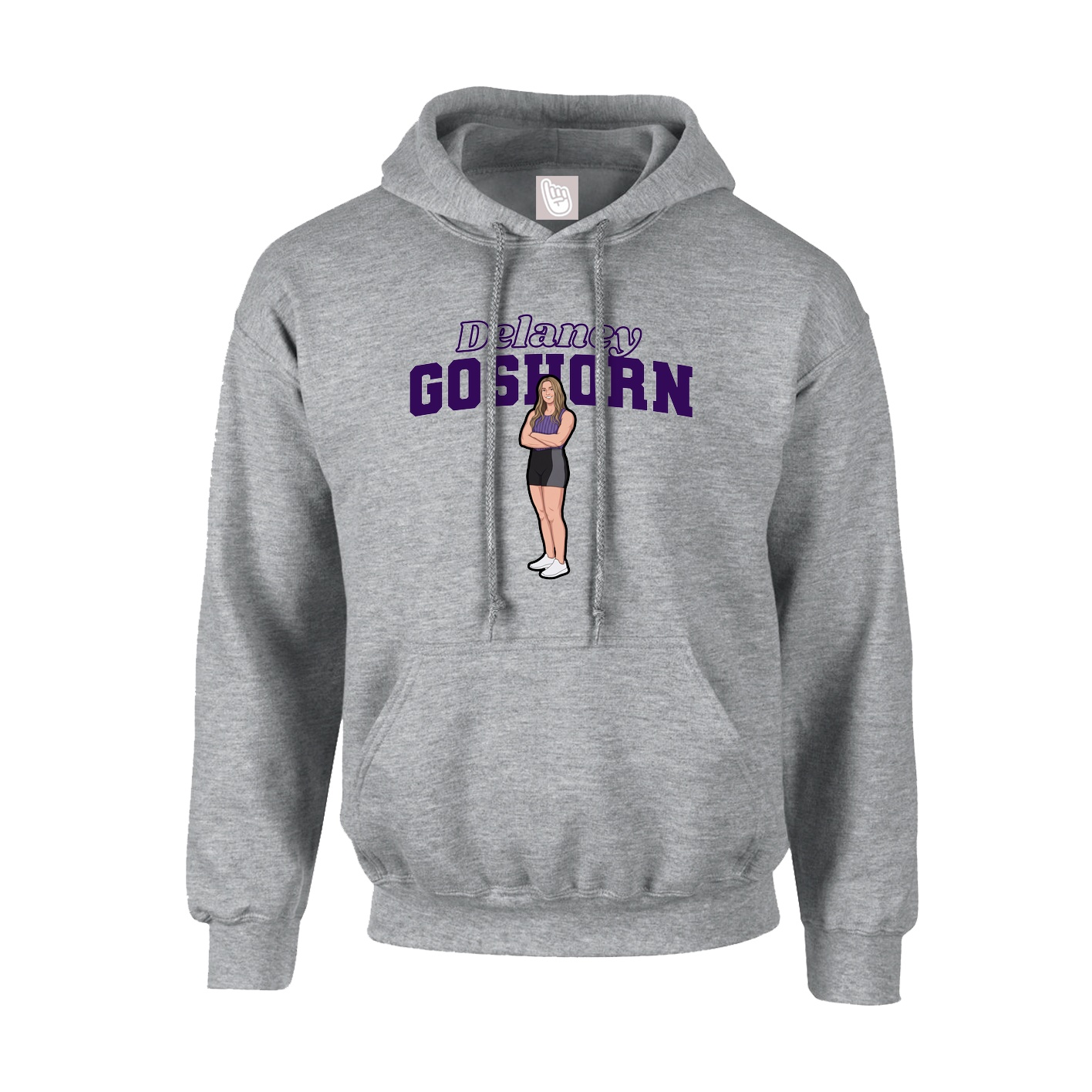 Youth Hoodie — Name Arch in Grey