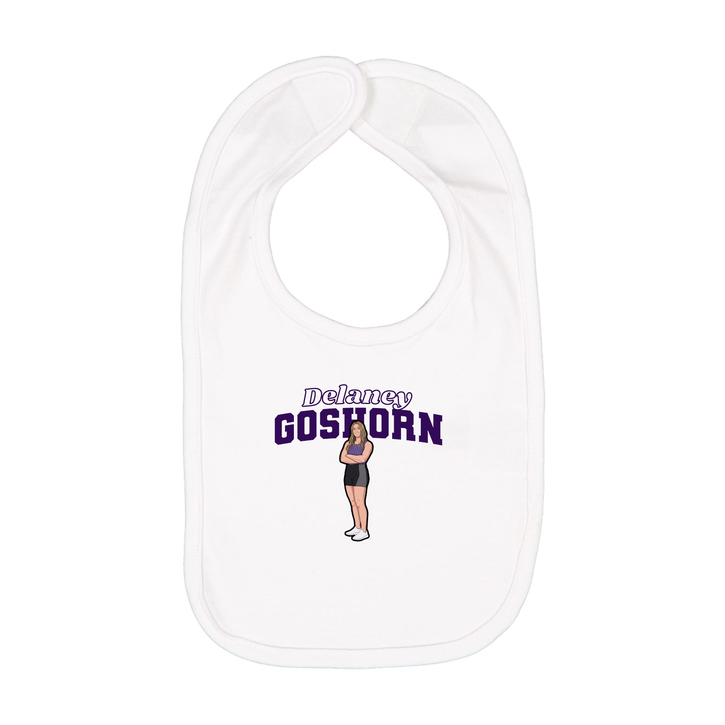 Infant Bib — Name Arch in White