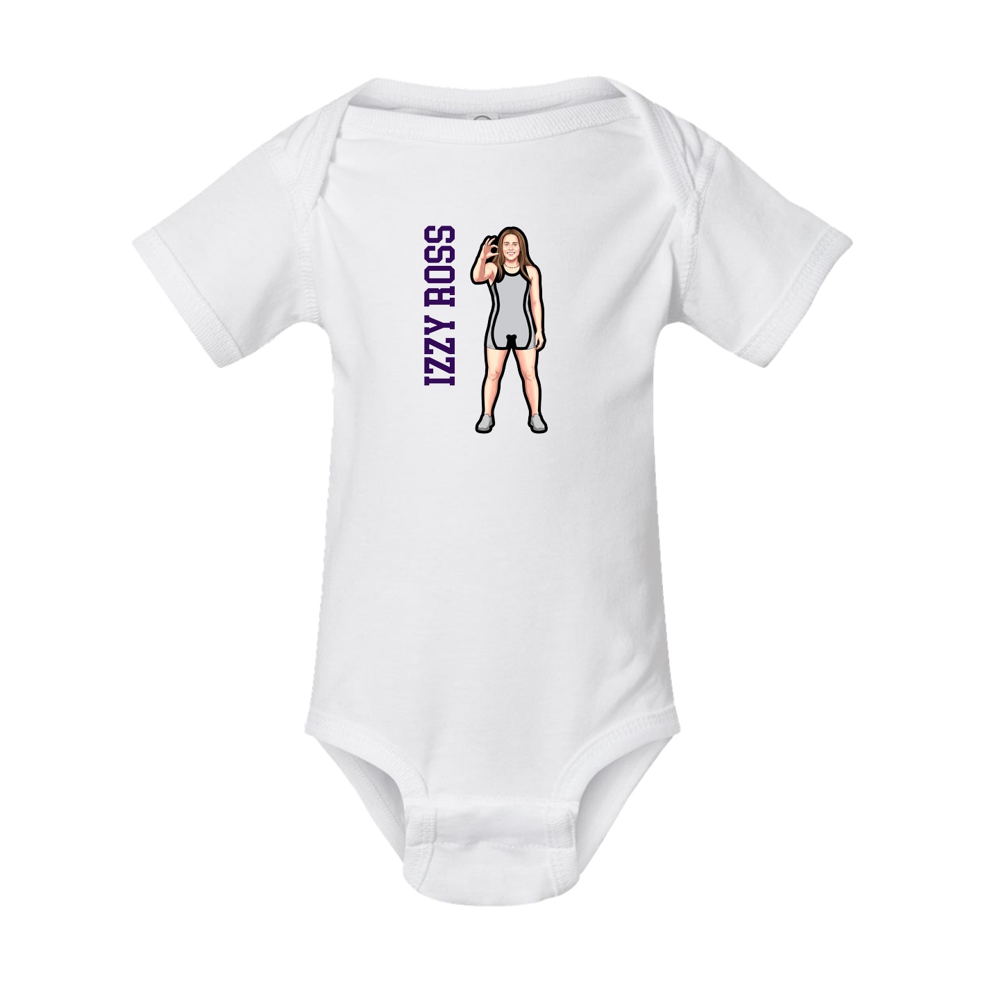 Baby Onesie — Name Vertical in White