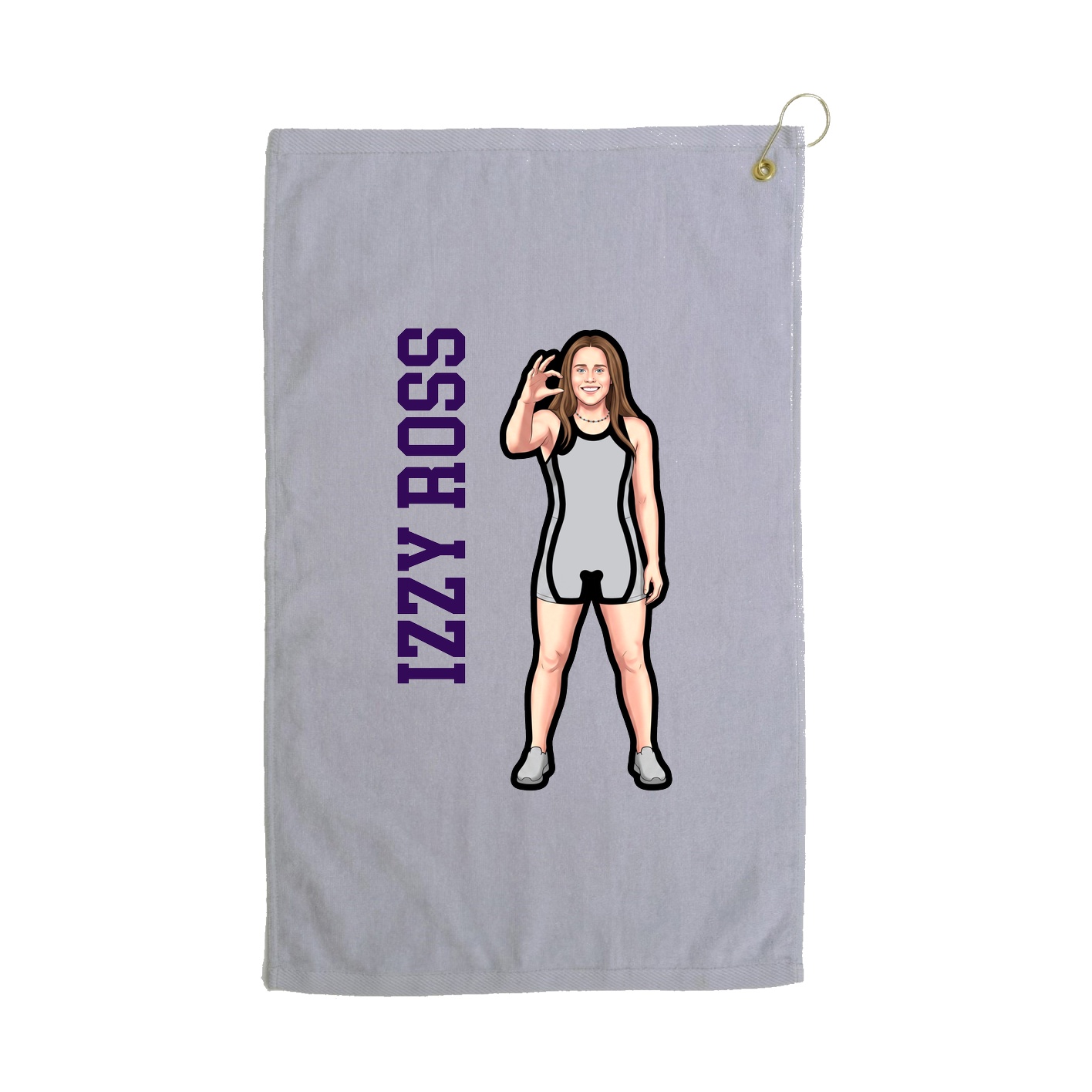 Golf Towel — Name Vertical in Grey