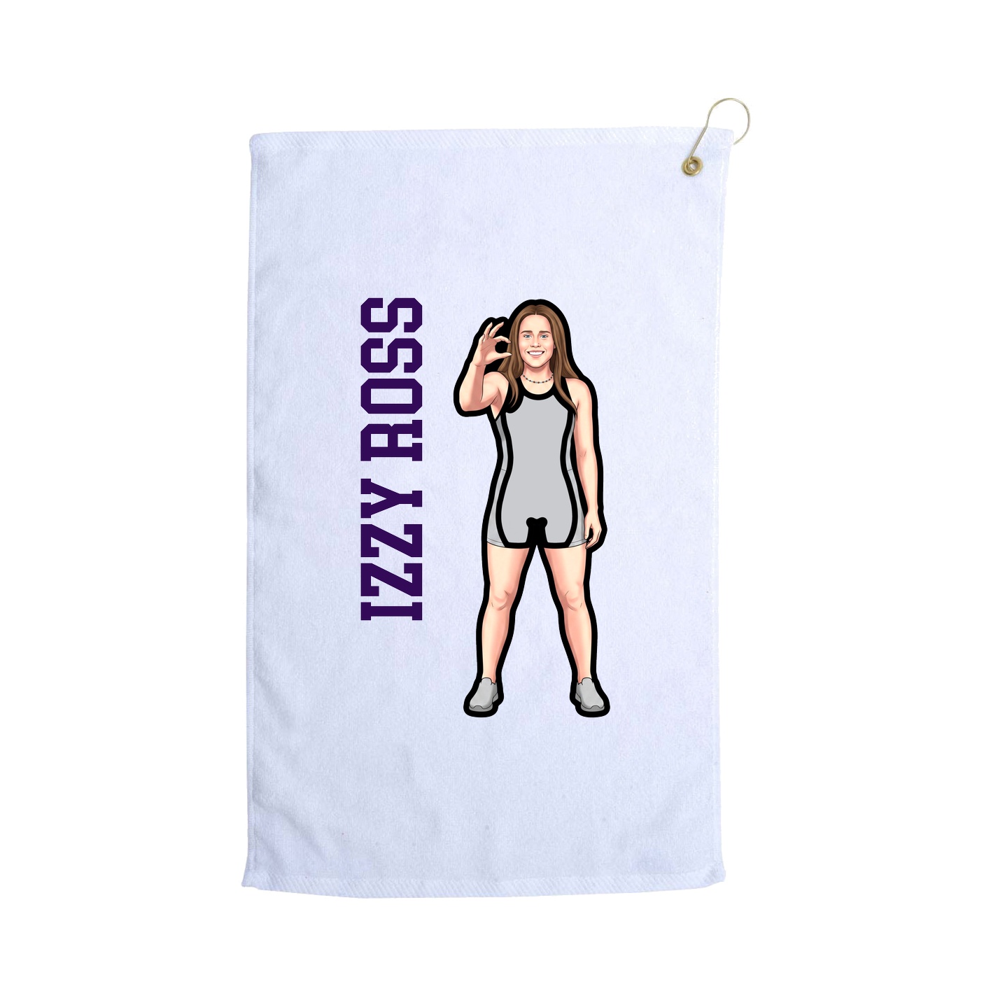 Golf Towel — Name Vertical in White