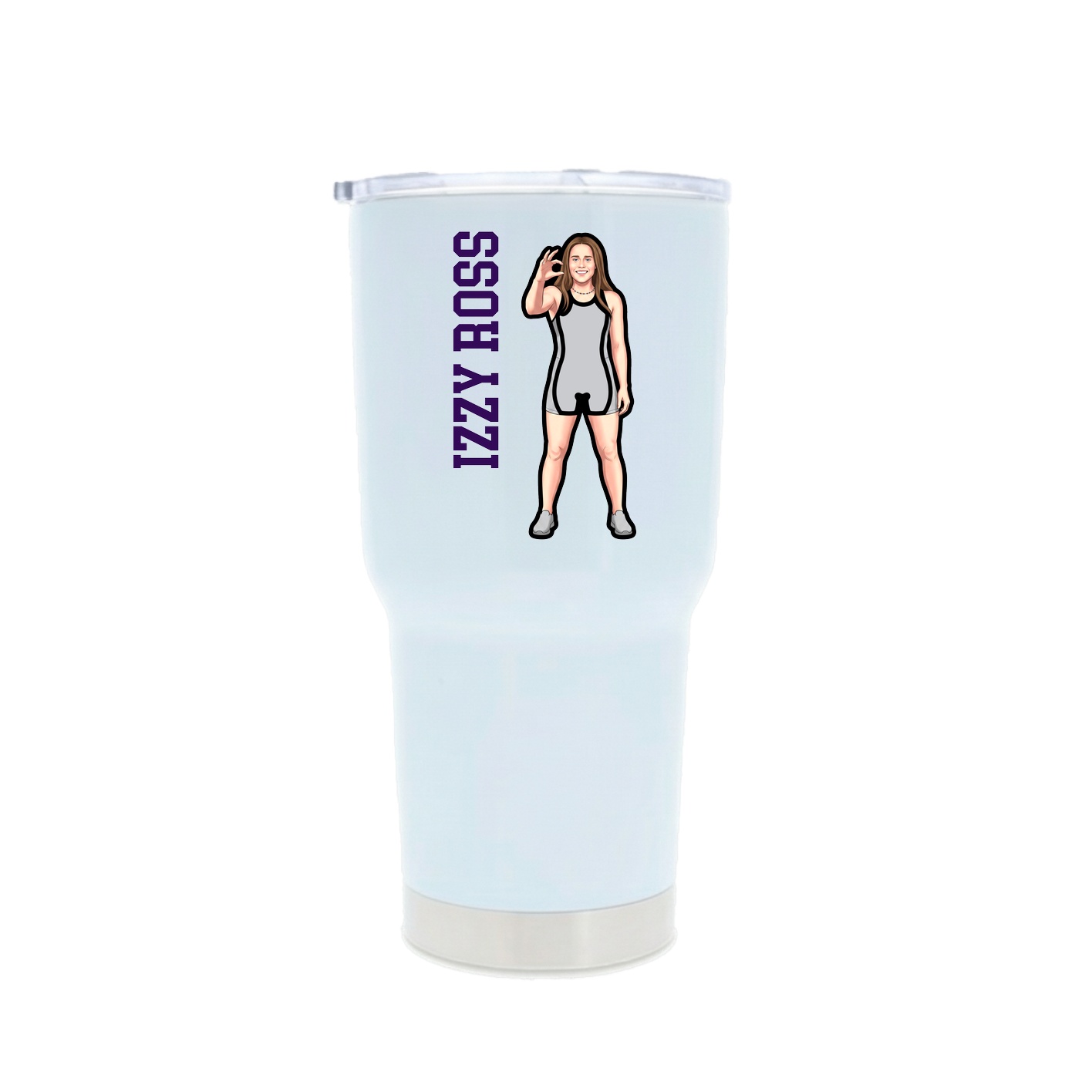 30oz Stainless Steel Tumbler — Name Vertical in White