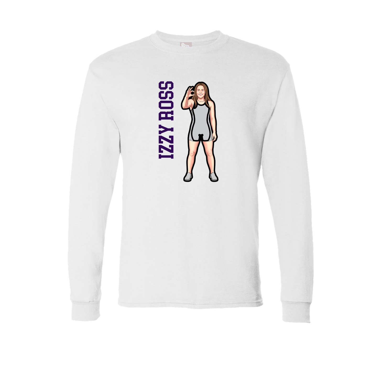 Long Sleeve Tee — Name Vertical in White