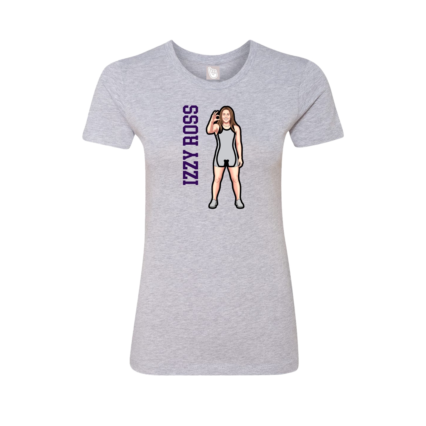 Womens Tee — Name Vertical in Grey