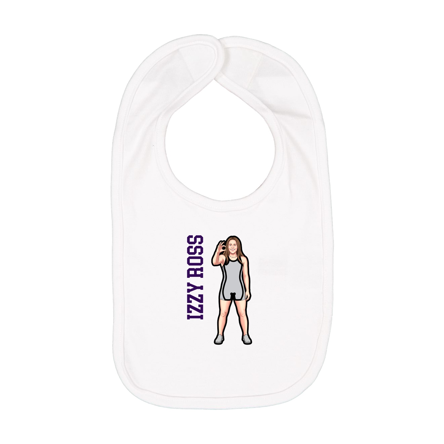 Infant Bib — Name Vertical in White