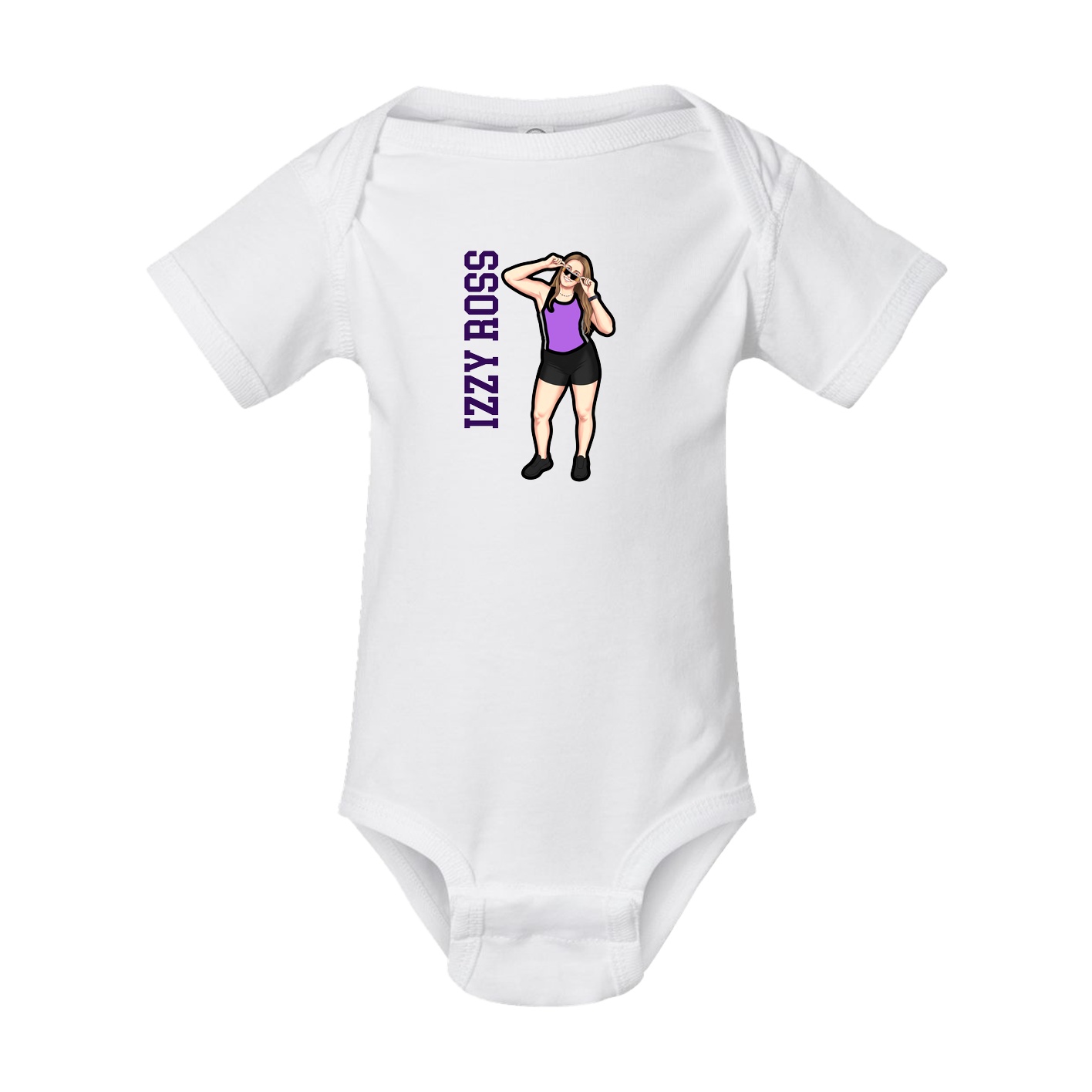Baby Onesie — Name Vertical in White