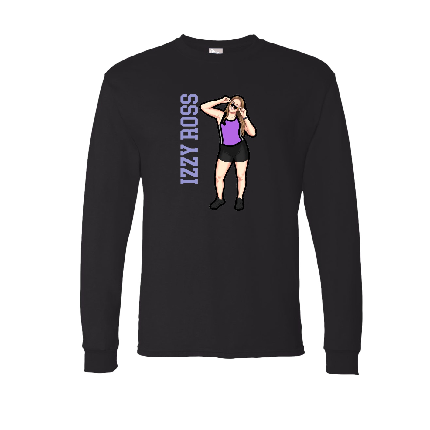 Long Sleeve Tee — Name Vertical in Black