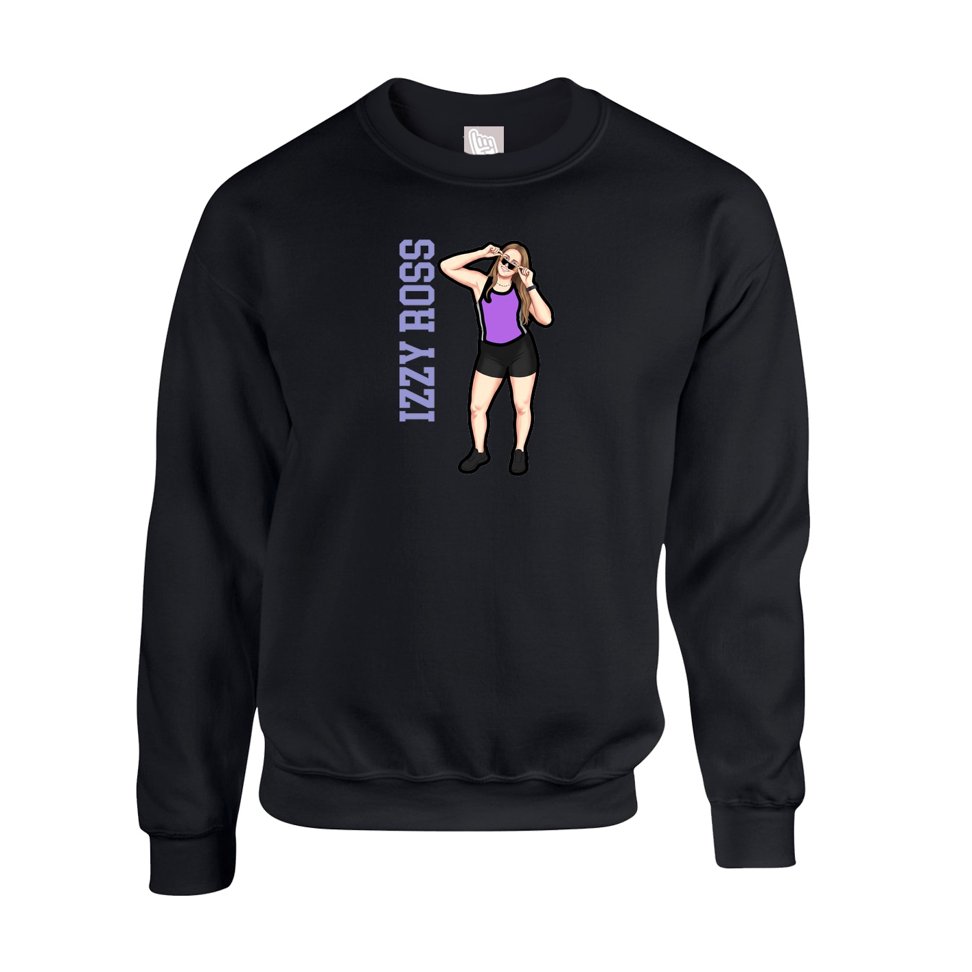 Fleece Crew — Name Vertical in Black