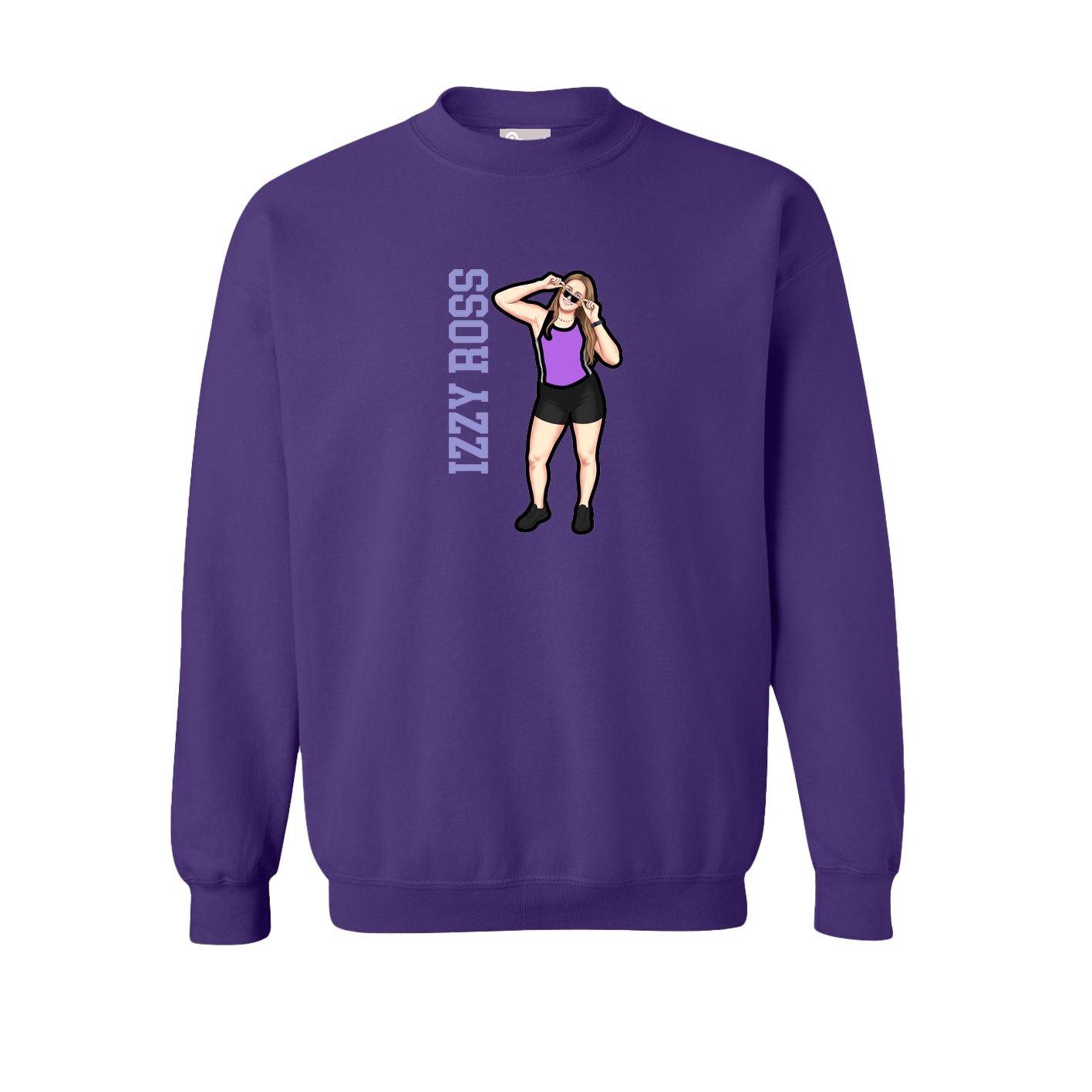 Fleece Crew — Name Vertical in Purple