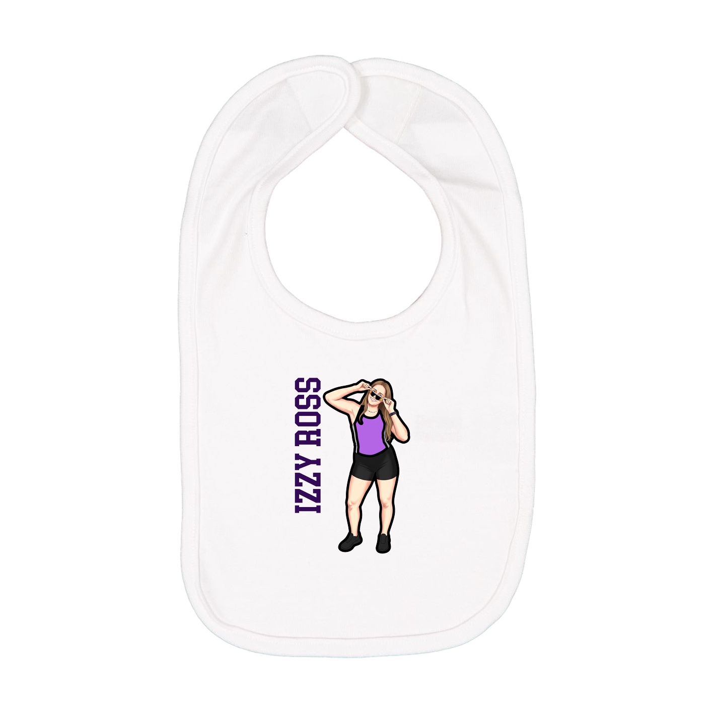 Infant Bib — Name Vertical in White