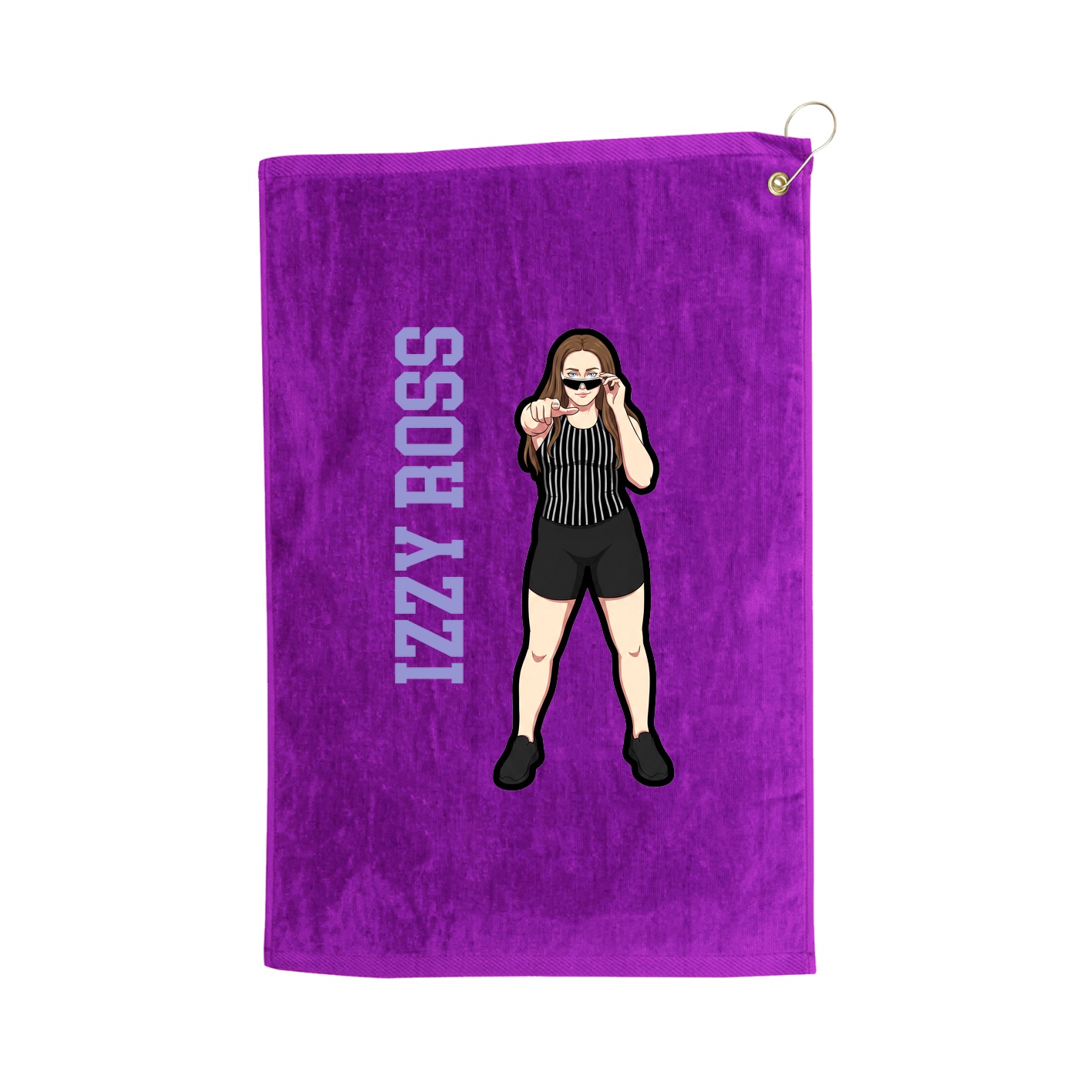 Golf Towel — Name Vertical in Purple
