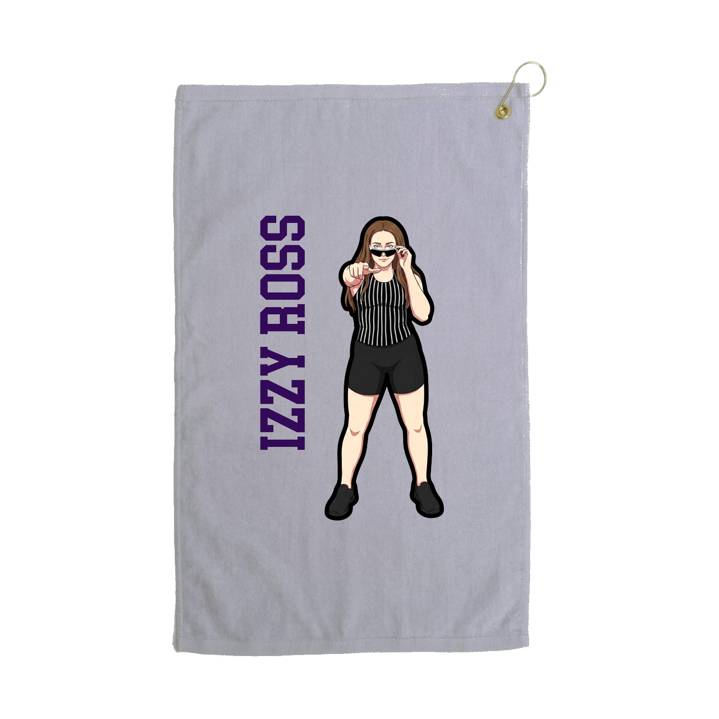 Golf Towel — Name Vertical in Grey