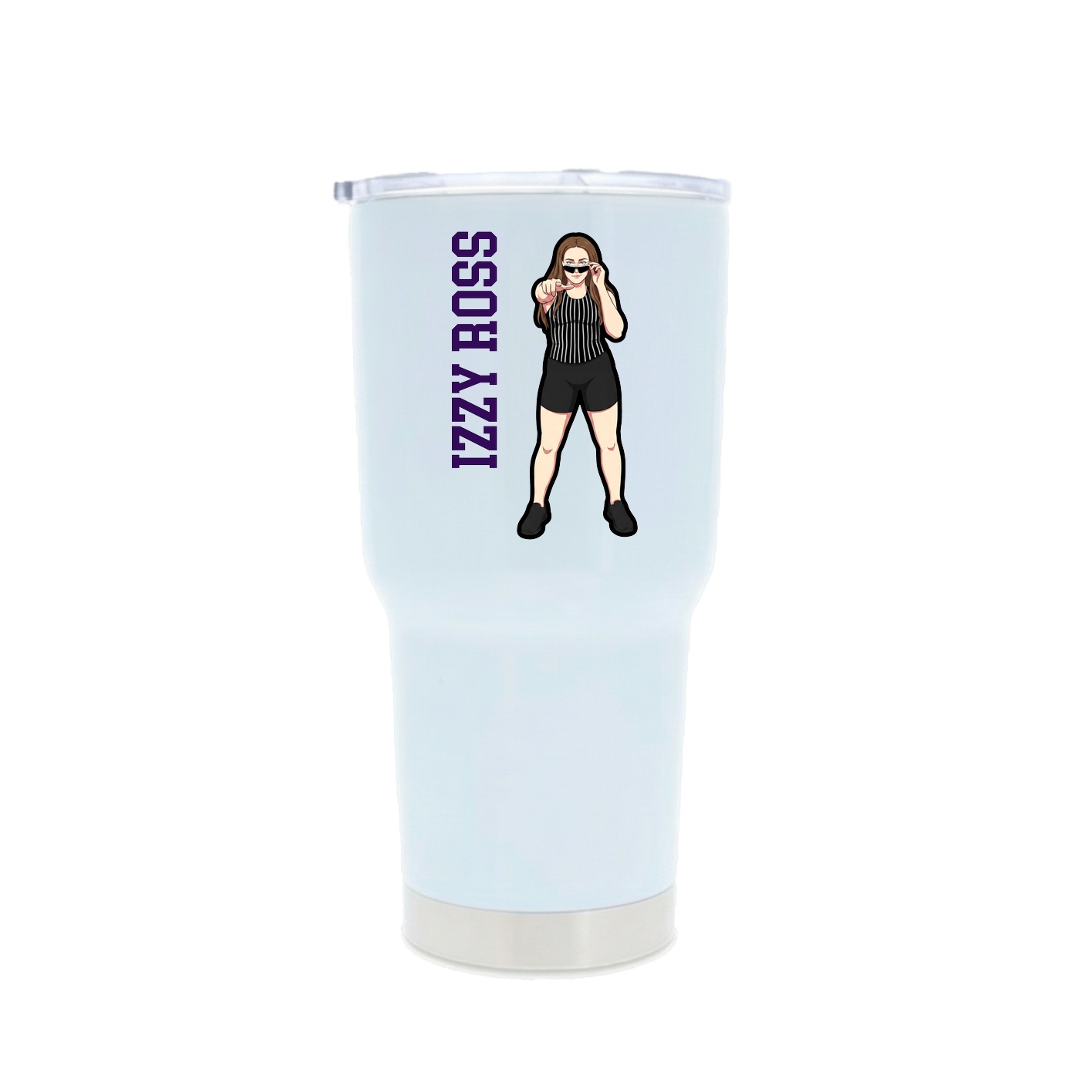 30oz Stainless Steel Tumbler — Name Vertical in White