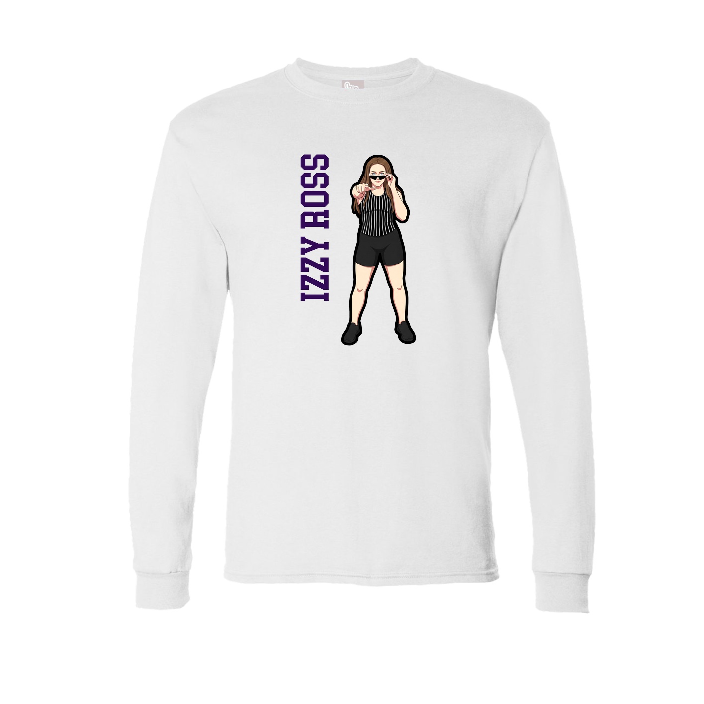 Long Sleeve Tee — Name Vertical in White