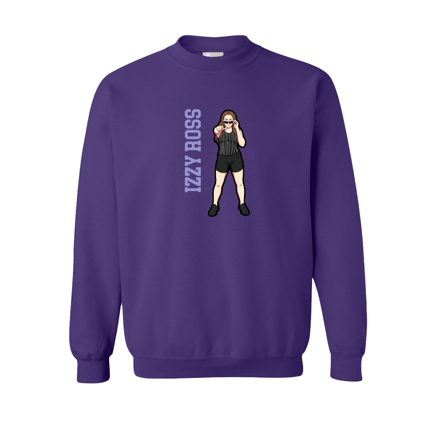 Fleece Crew — Name Vertical in Purple