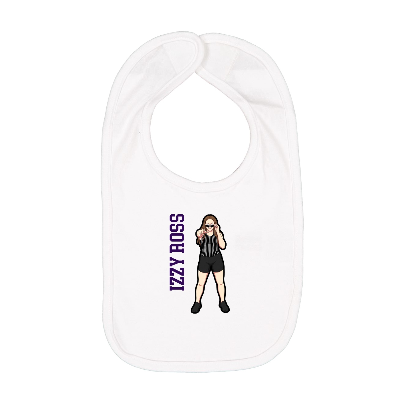 Infant Bib — Name Vertical in White