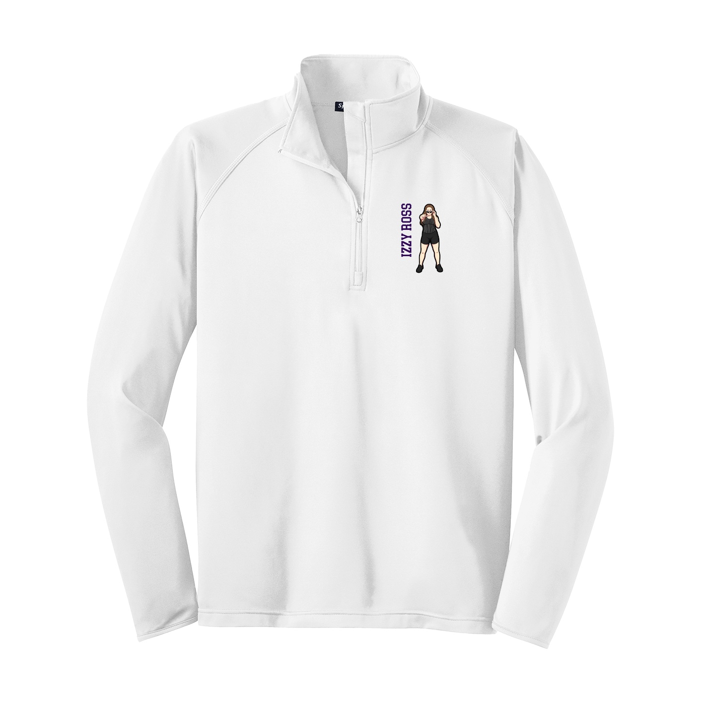 Q-Zip Pullover — Name Vertical in White