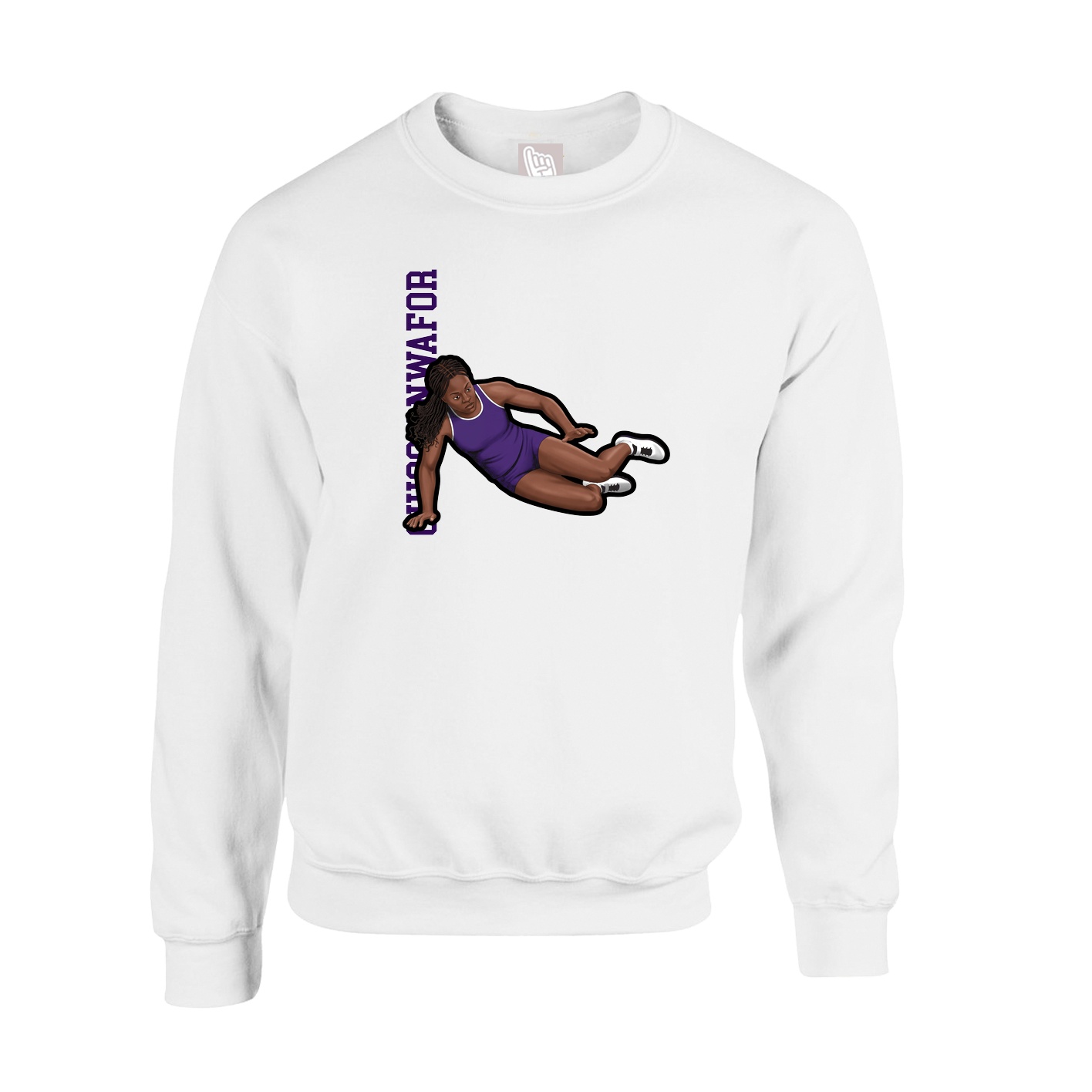 Fleece Crew — Name Vertical in White
