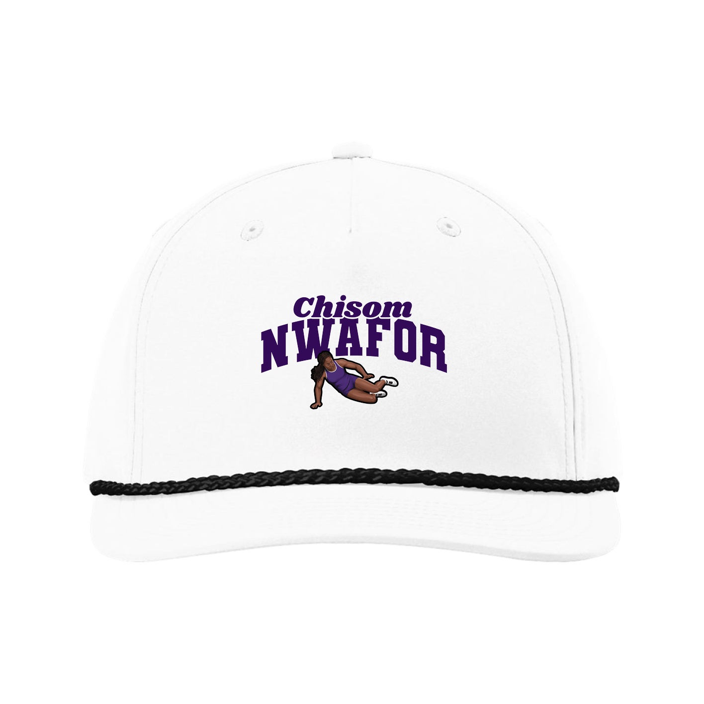 Five-Panel Classic Rope Cap — Signature Arch in White