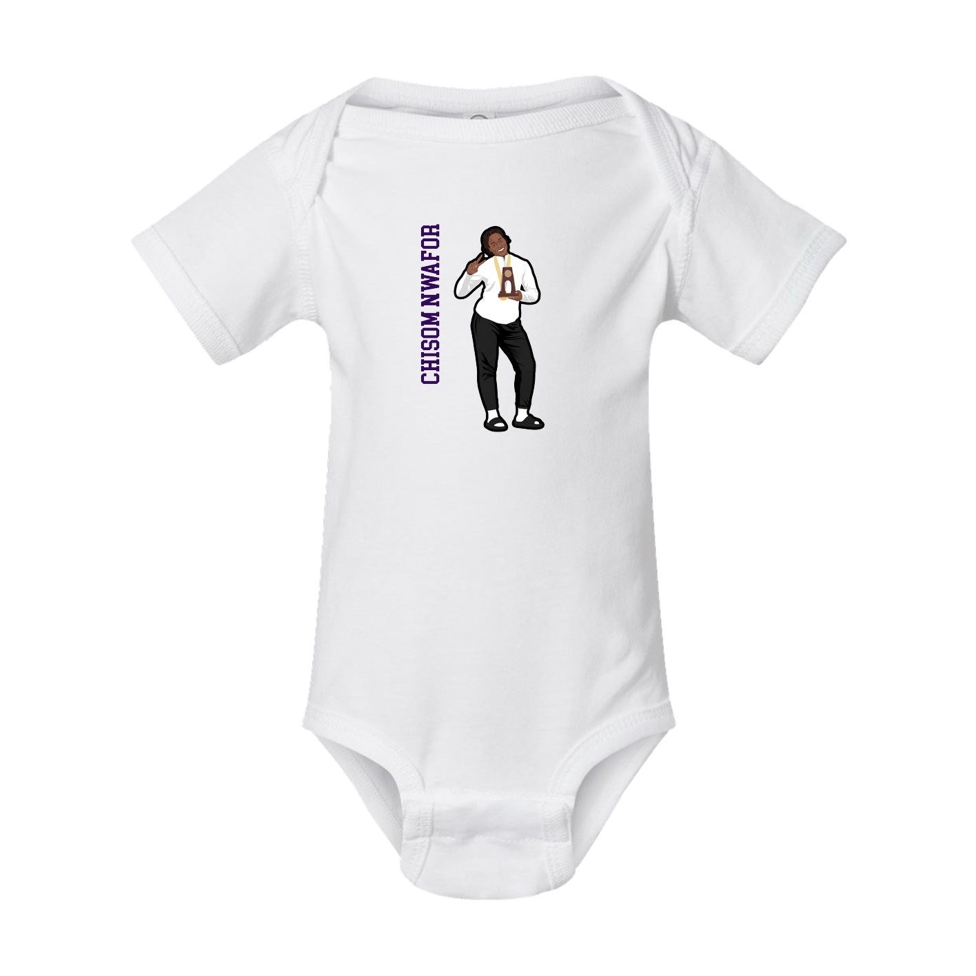 Baby Onesie — Name Vertical in White