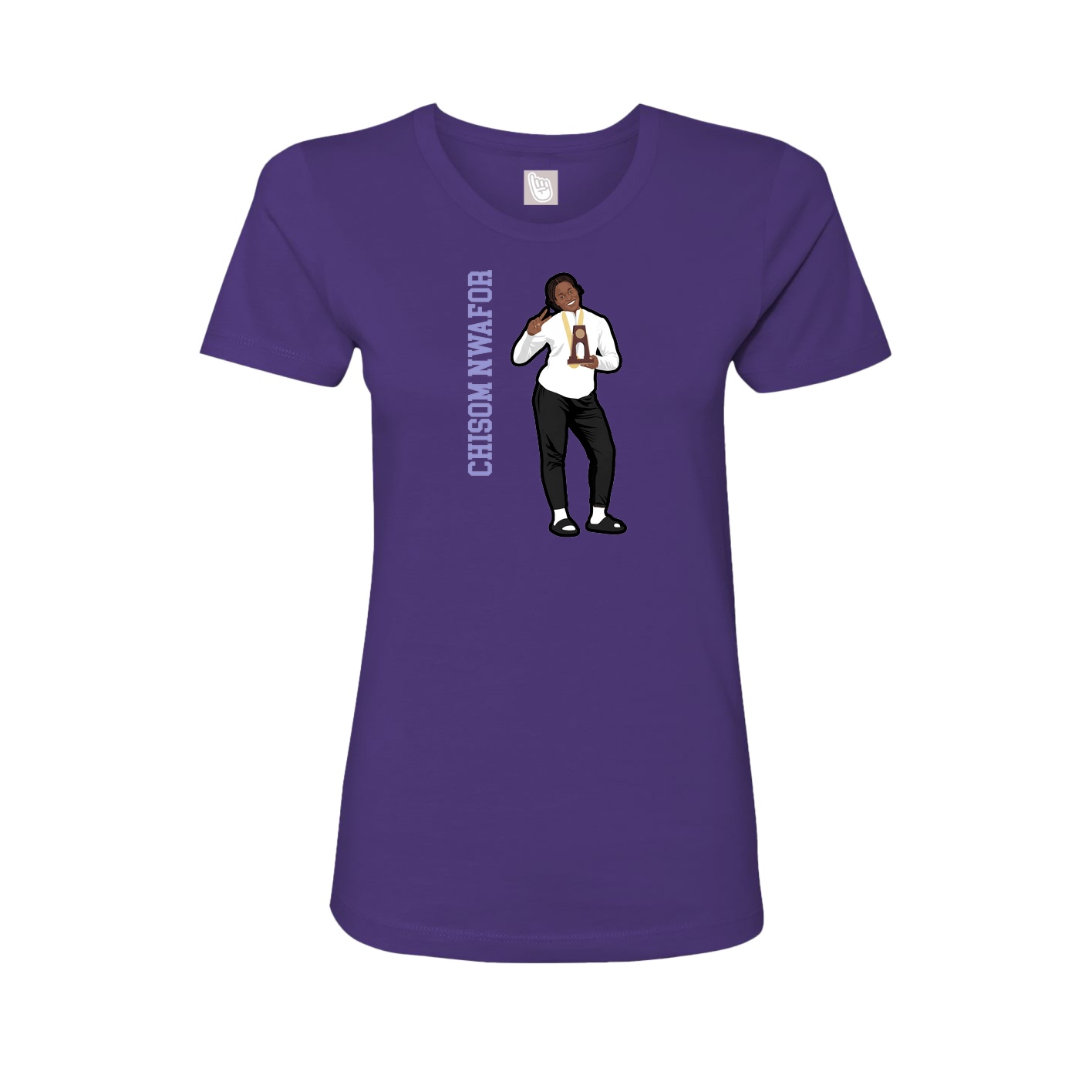 Fitted Women's Tee — Name Vertical in Purple