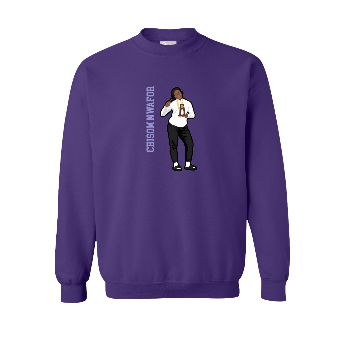 Fleece Crew — Name Vertical in Purple