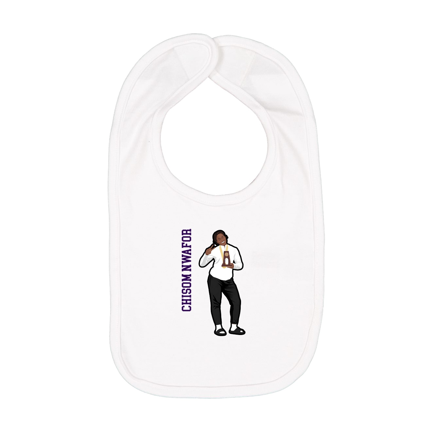 Infant Bib — Name Vertical in White