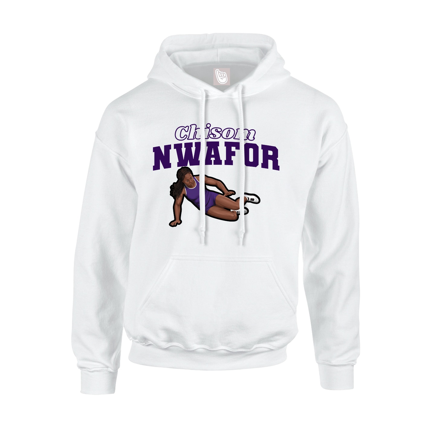 Youth Hoodie — Name Arch in White